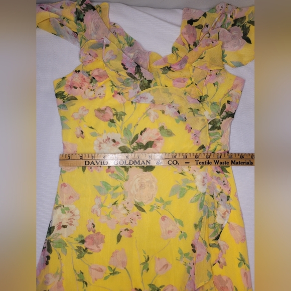 NWT London Times Crinkled Chiffon Faux Wrap Floral Flutter Spring Midi Dress 8 - Picture 11 of 12